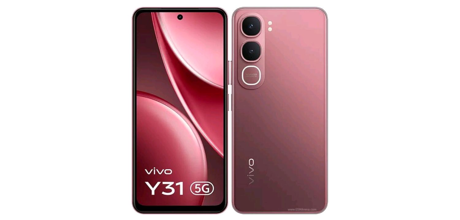 vivo Y31 5G in Rose Red, front and back