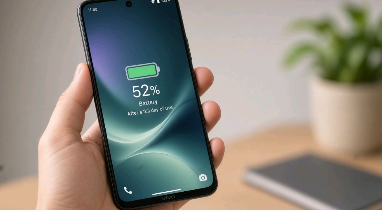 vivo Y400 display showing battery percentage after a full day of use