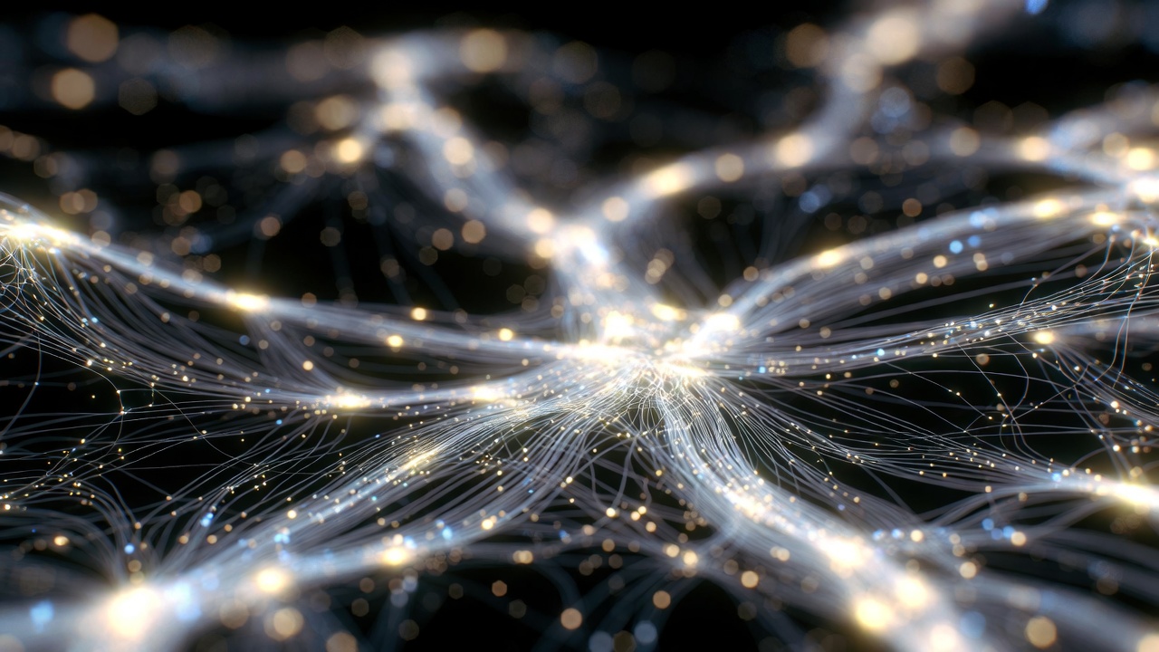 Abstract AI technology concept with data streams