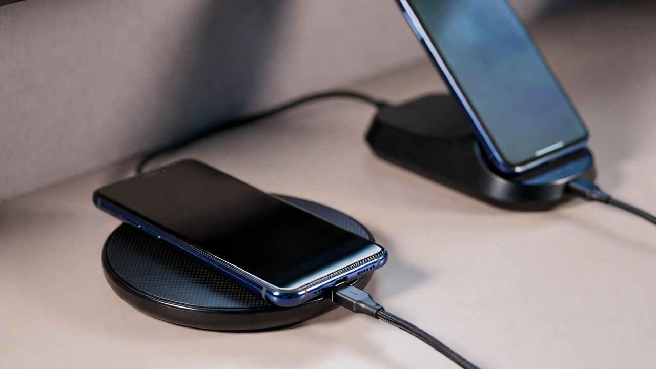 Charging Technology - Wireless and wired charging setup demonstrating fast charging capabilities