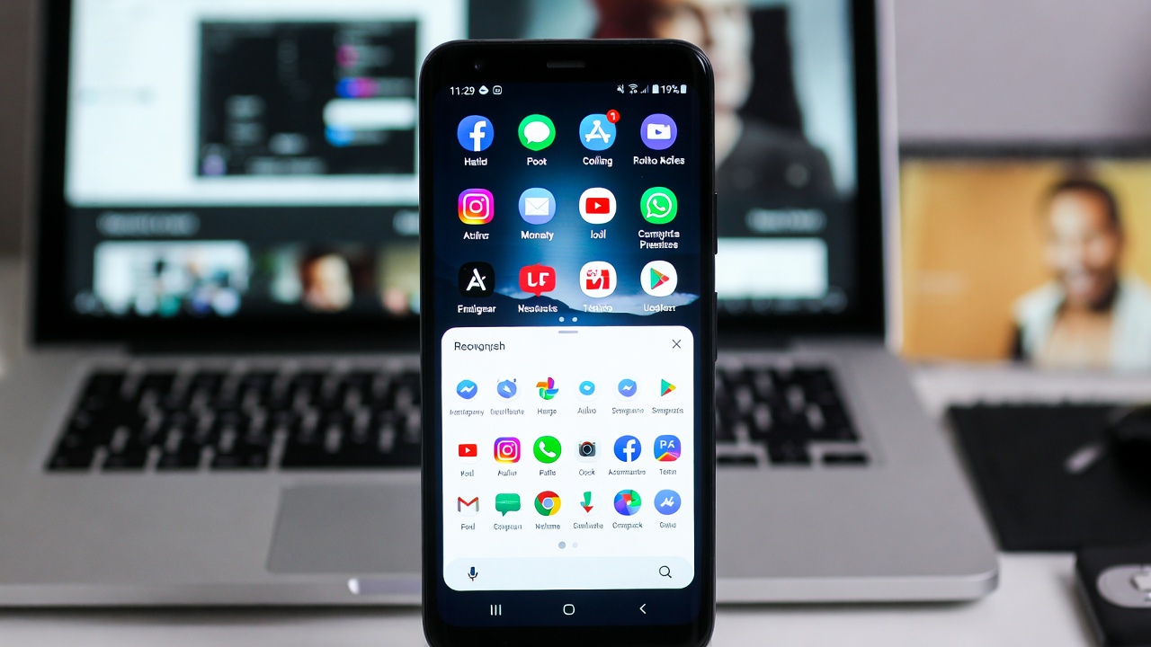 RAM Performance Visualization - Multitasking interface showing multiple apps running smoothly