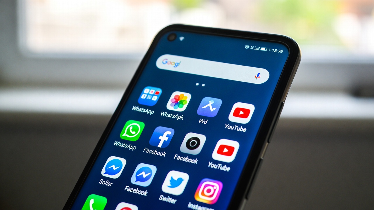 itel phone displaying popular apps like WhatsApp, Facebook, and YouTube running smoothly