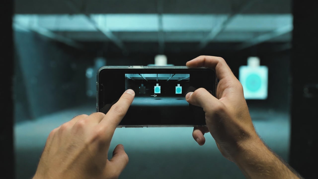 Player practicing aim in training mode - focused and deliberate